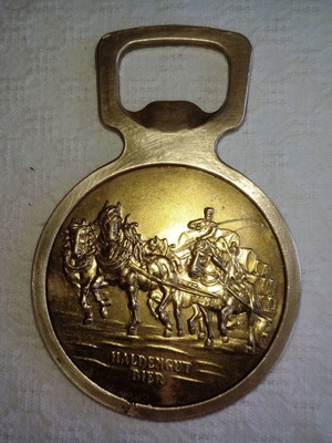 Vintage brass bottle opener Haldengut Bier like new