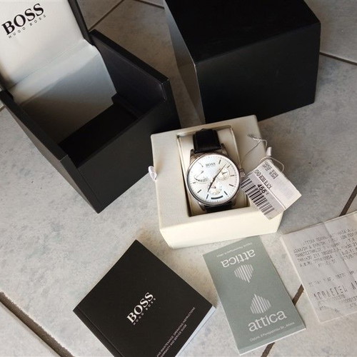 Ανδρικό ρολόι Hugo Boss 1512415 καινούργιο με δερμάτινο λουράκι