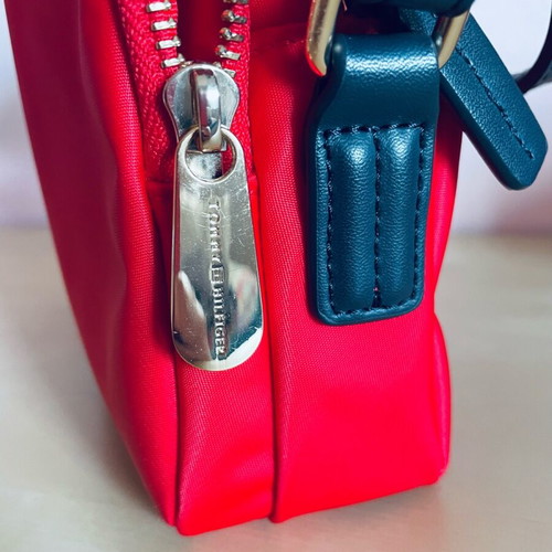 Tommy Hilfiger crossbody bag, red with blue leather strap
