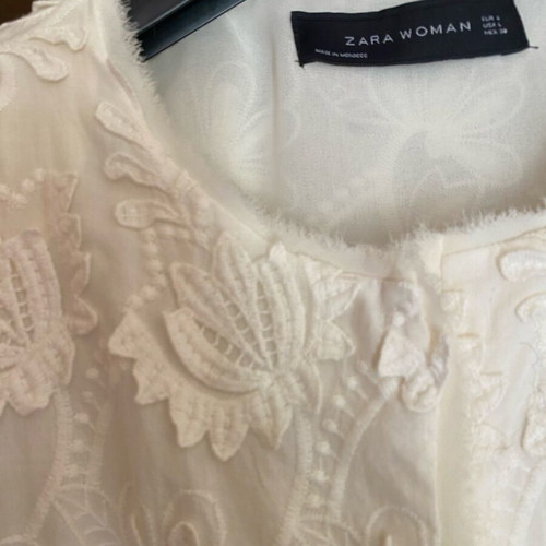 Zara lace coat white like new, cotton lace knee length