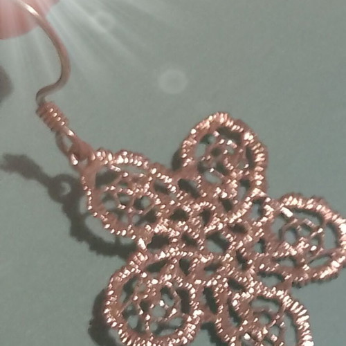Silver 925 carved flower earrings, handmade
