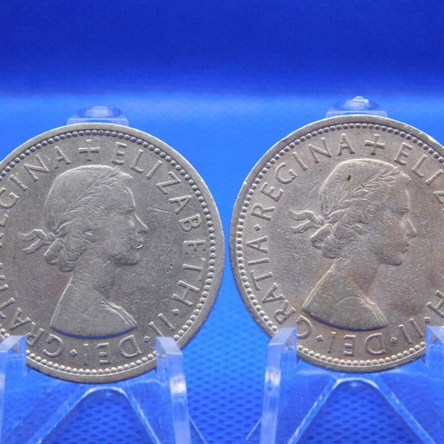 Set of 2 old Great Britain 2 Shillings coins (1965 & 1966)