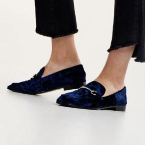 Loafers Bershka used, velvet blue and black, size 39, 2 pairs