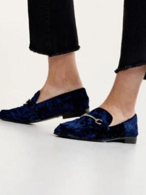 Loafers Bershka used, velvet blue and black, size 39, 2 pairs