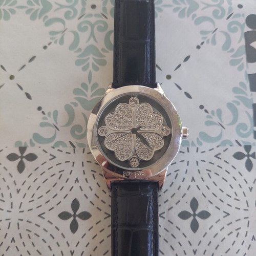 Folli Follie watch with crystals like new, black and silver