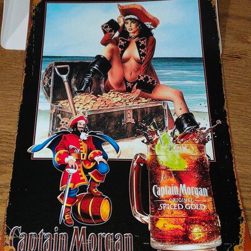 Captain Morgan Spiced Gold metal sign vintage, like new