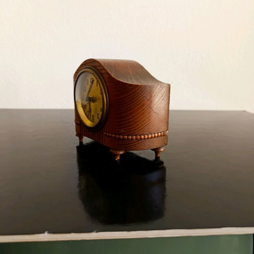 Very old wooden alarm clock used