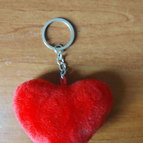 Heart Keychain like new, red and yellow plush