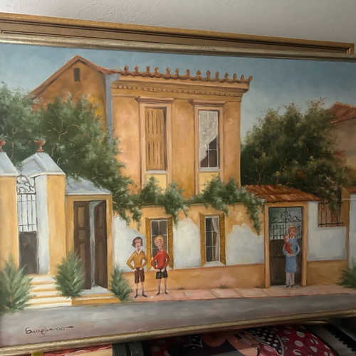 Πίνακας ζωγραφικής απομίμηση κάλαντα της Μαρίας Πωπ σαν καινούργιος με κορνίζα