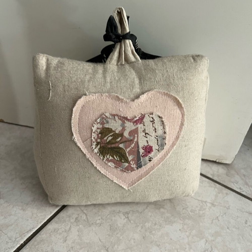 Door stopper linen with heart like new