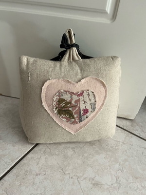 Door stopper linen with heart like new
