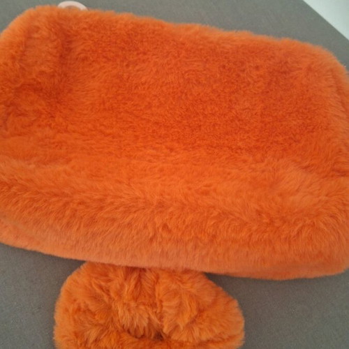 Sephora Collection Faux Fur Toiletry Bag with Scrunchie, New, Orange