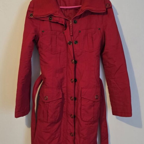 Biston women's coat with belt like new, red, size L
