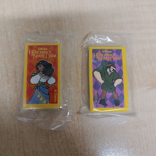Hunchback of Notre Dame erasers new, set of 2 with different designs