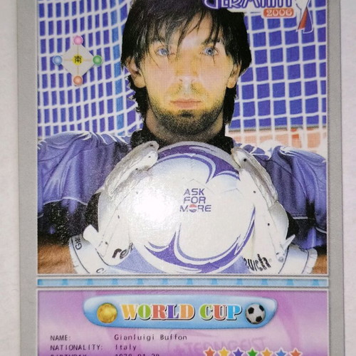 Gianluigi Buffon collectible card used, World Cup 2006