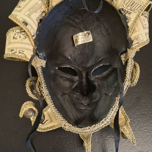 Venetian Jester Mask handmade, like new, with Swarovski vintage details
