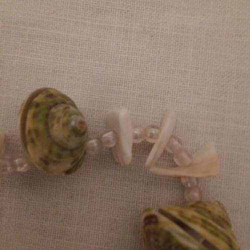 Long necklace made of shells like new, beige and brown