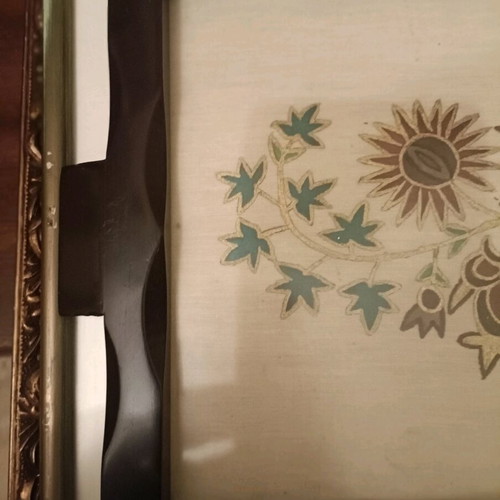 Handmade tray with embroidery used from 1930