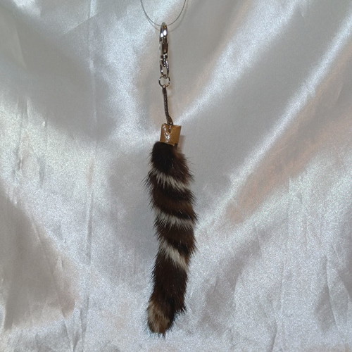 Fur keychain used, beige and brown, from Kastoria