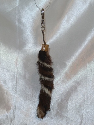 Fur keychain used, beige and brown, from Kastoria