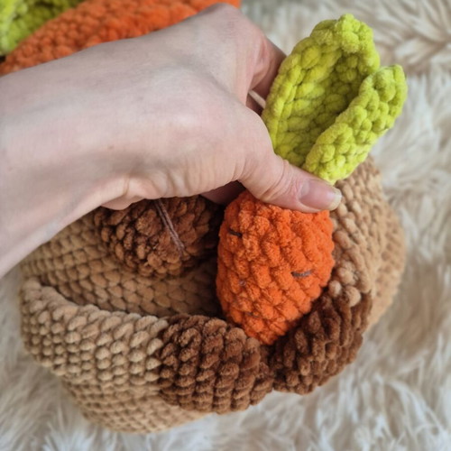 Handmade Crochet Capybara Plush Toy with Carrot, Brand New