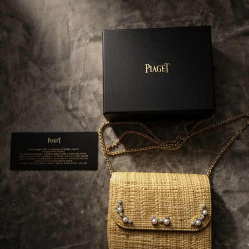 Piaget x CA&LOU Crystal-Embellished Raffia Evening Bag New