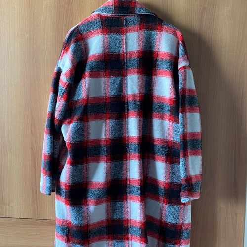 Celestino checked coat new, white and red, size L