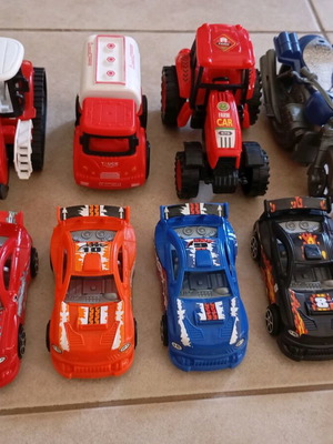 Plastic toy cars like new, all together