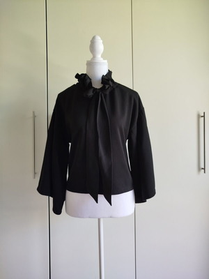 On Line black winter blouse with impressive collar and sleeves new