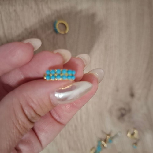 Modern jewelry set earrings and necklace turquoise and gold new