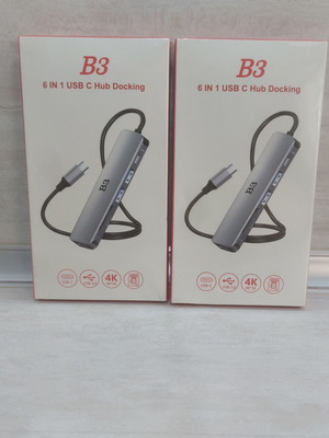 BIGTHREE B3 USB-C hub 6 σε 1, σετ 2 фабрично запечатани