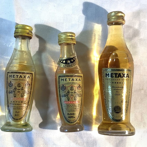 Metaxa miniatures used, set of 10 different bottles