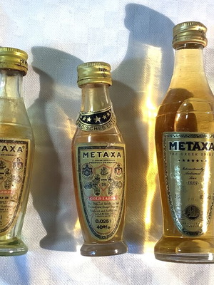 Metaxa miniatures used, set of 10 different bottles