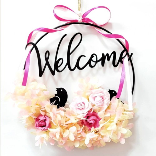Wreath with flowers handmade, metal, new