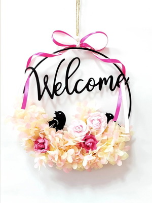 Wreath with flowers handmade, metal, new
