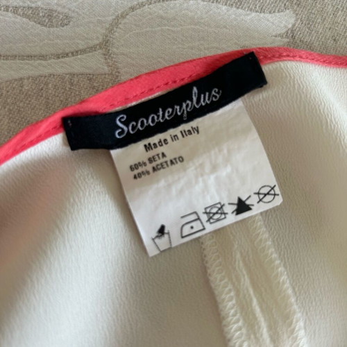 Scooter Plus silk sleeveless shirt like new, ecru with coral trim, size 42