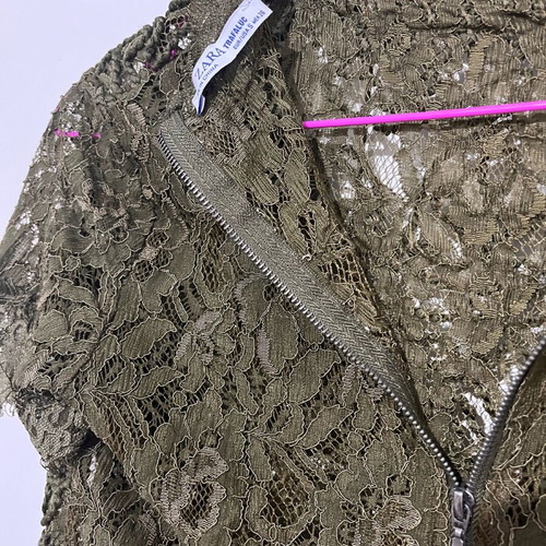 Zara lace top khaki like new with back zipper size S
