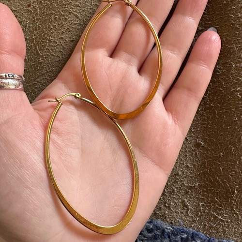 Steel gold oval hoop earrings used