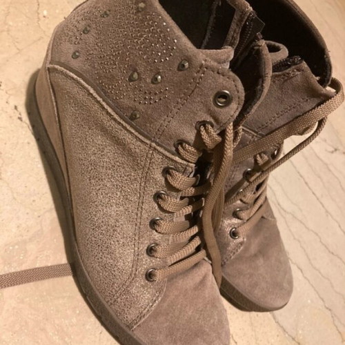 Imac beige anatomical glossy wedge boots used, suede and leather, size 37