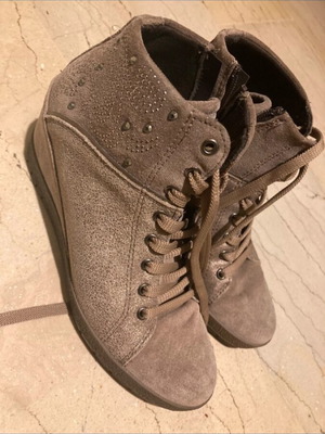 Imac beige anatomical glossy wedge boots used, suede and leather, size 37