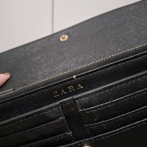 Zara handheld bag used, black with gold embossed details