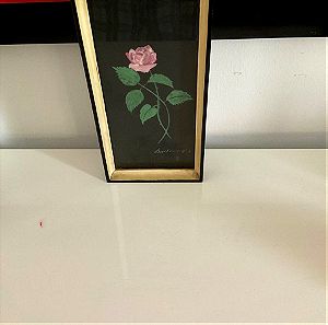 Πωλείται πίνακας  του Δημητρίου Γεωργίου θέμα: τριαντάφυλλο με κορνίζα σε μαυρο πλαίσιο.