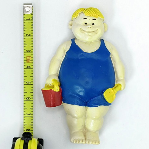 Vintage Ceramic Fridge Magnets Girl and Boy with Swimsuits like new
