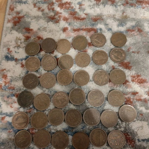 Japanese 10 yen coins used, pack of 37 pieces