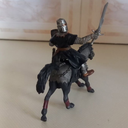 PAPO Hospitaller Knight Figure with Dark Evil Horse used