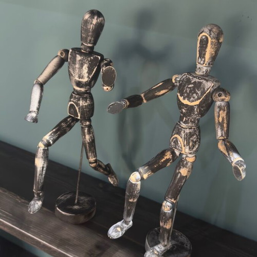 Handmade set of 2 mannequin figures hand-painted vintage style like new