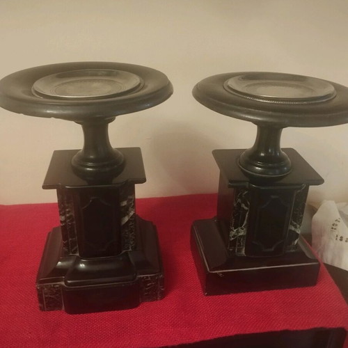 Marble table clock used with two bases collectible