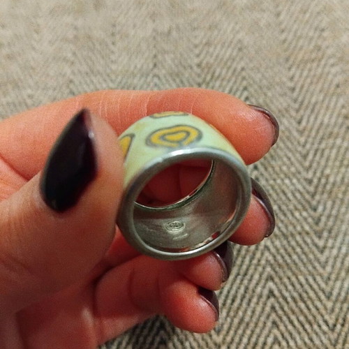 Silver heart ring like new, beige and turquoise