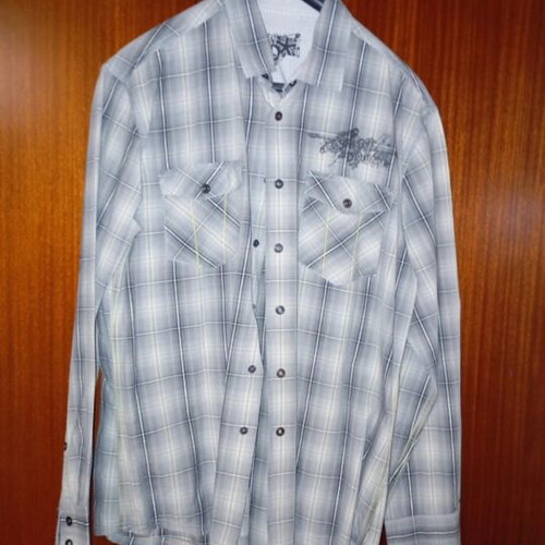 Celio men's dress shirt like new, white and gray, size L
