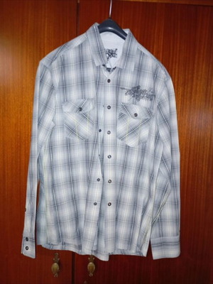 Celio men's dress shirt like new, white and gray, size L